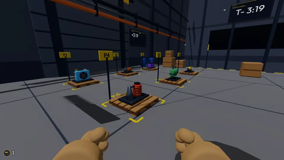 The pallets holding the heavy parts (P1–P6)