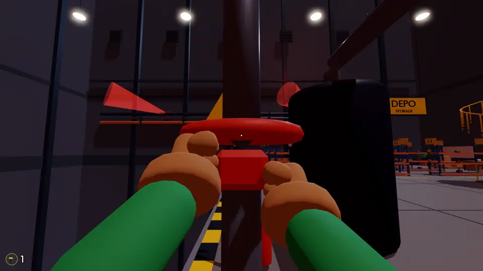 A worker holding the valve at the start of the bridge